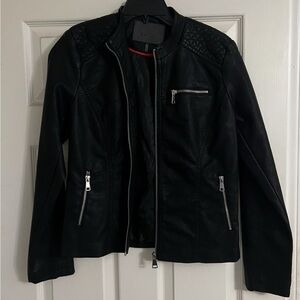 Ci Sono Black Quilted Leather Jacket